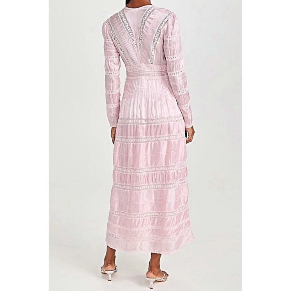 LoveShackFancy Ellitia Victorian Lace Buttoned Maxi Dress in Light Lilac 2  $695 - Picture 5 of 16